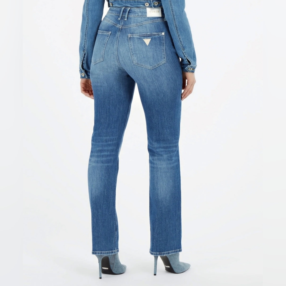 GUESS ECO Women's Straight High Denim Jeans , Bling Pocket Jeans